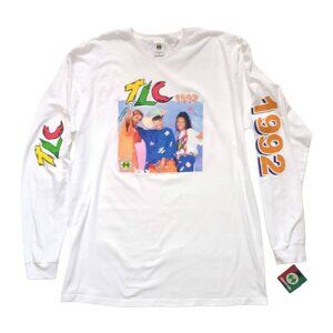 TLC Cross Colours 1992 Female Rap Tee T Shirt White Long Sleeve Men's XL NEW NWT
